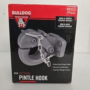 Bulldog 7411855 Heavy-Duty Pintle Hook Mount for Towing, 10 Ton Capacity New
